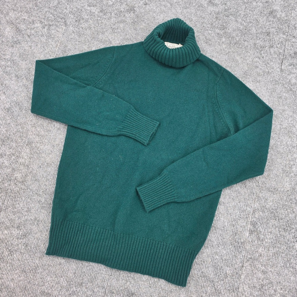 Lyle & Scott 100% Pure Cashmere Turtleneck Sweater Forest Green Scottish 36 VTG